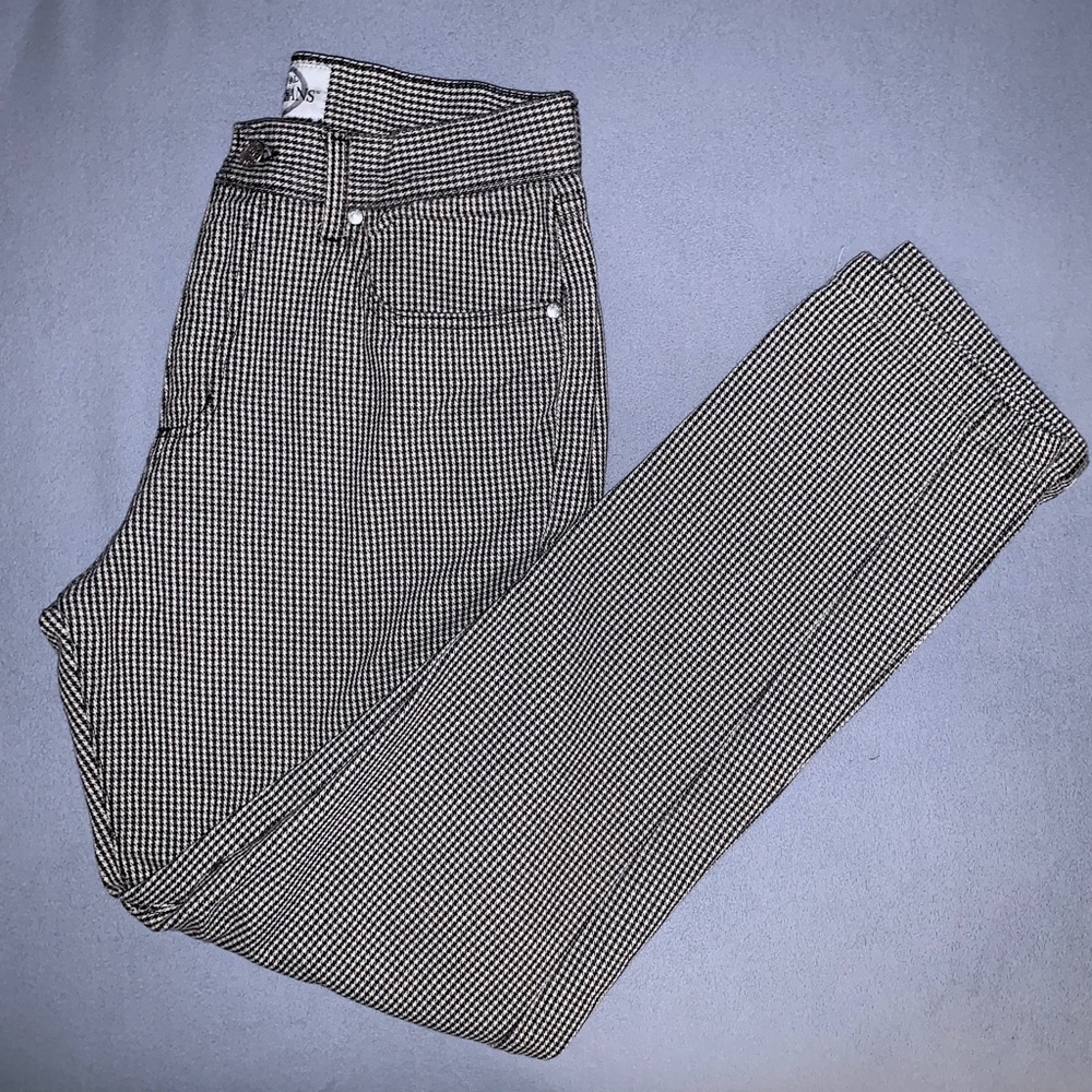 High Waisted Plaid Mom Jeans